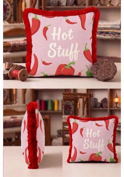 Hot Stuff Biber Pop Art Saçaklı Yastık Kılıfı - Retro Pembe Kırmızı Bordo Püsküllü Kırlent Kılıfı Serin Yörünge Nektar Hot Stuff Biber Pop Art Saçaklı Yastık Kılıfı - Retro Pembe Kırmızı Bordo Püsküllü Kırlent Kılıfı Serin Yörünge Nektar