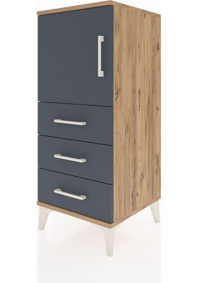 Hyperion Komodin 2 Raflı 3 Çekmeceli Tek Kapaklı 44x44x106 Ça... Çam