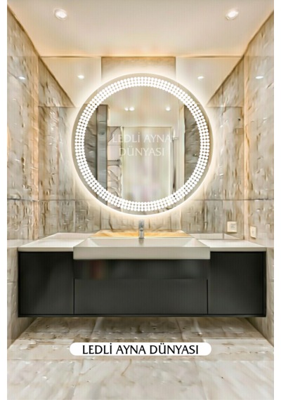 80 Cm Beyaz Banyo Antre Makyaj Duvar Ledli Ayna Beyaz - Gümüş