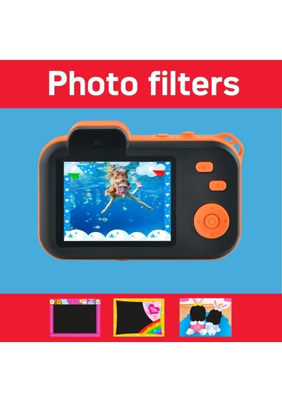 Realikids Cam Su Geçirmez 2-12 Mp Su Geçirmez Çocuk Kamerası, Hd Video, Selfie Modu, Filtreler Ve Çerçeveler, Dahili Oyunlar, Lityum Pil Siyah