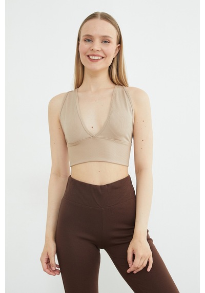 Fullamoda Basic Fitilli Kaplı Büstiyer Bej