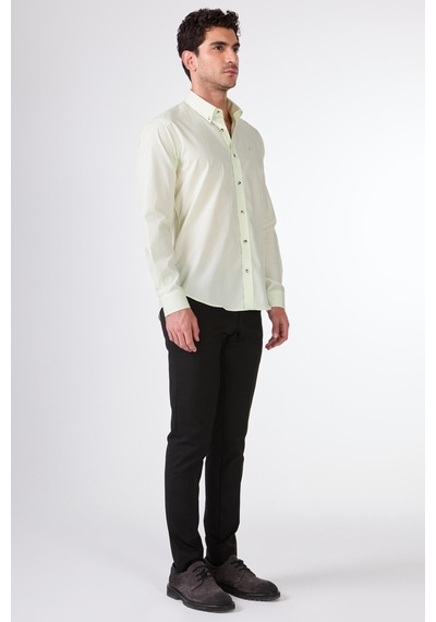 Dufy Yeşil Erkek Slim Fit Desenli Brent Yaka Uzun Kol Gömlek - 102564 Yeşil