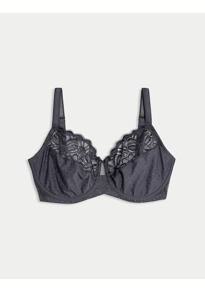 Marks & Spencer Dantelli Balenli Minimizer Sütyen T33005803 Lacivert