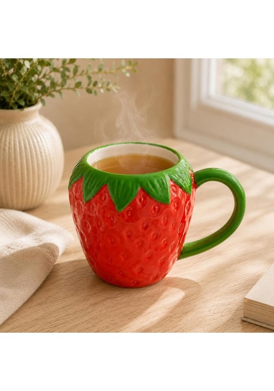 Çilek Tasarım Seramik Kupa Bardak, Büyük Boy Dekoratif Çilek Desenli Mug Kupa, Kahve, Çay Ve Sıcak İçecekler İçin Günlük Kullanıma Uygun Şık Seramik Fincan Beyaz - Çok Renkli Çilek Tasarım Seramik Kupa Bardak, Büyük Boy Dekoratif Çilek Desenli Mug Kupa, Kahve, Çay Ve Sıcak İçecekler İçin Günlük Kullanıma Uygun Şık Seramik Fincan Beyaz - Çok Renkli