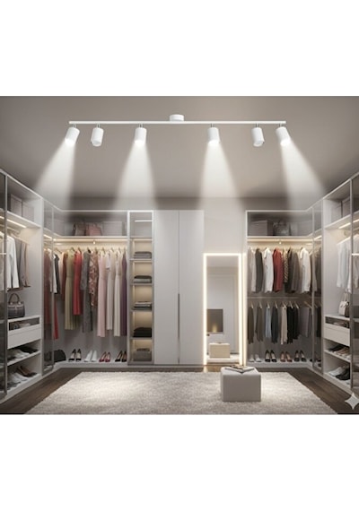 Gu10 Altılı 6 Lı Hareketli Başlık 150 Cm Beyaz Modern Led Tavan S Siyah