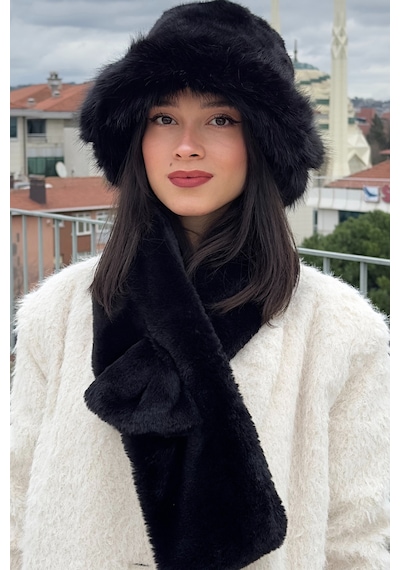 Mollycrush Kadın Suni Kürk Şapka Ve Atkı Seti Yumuşak Dokulu, Soğuk Havalar İçin Lüks & Şık Görünüm Siyah Mollycrush Kadın Suni Kürk Şapka Ve Atkı Seti Yumuşak Dokulu, Soğuk Havalar İçin Lüks & Şık Görünüm Siyah
