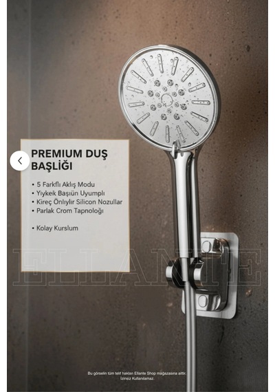 Lüx Duş Seti Geniş Duş Başlığı & Yüksek Kalite Pvc Hortum Çok Renkli