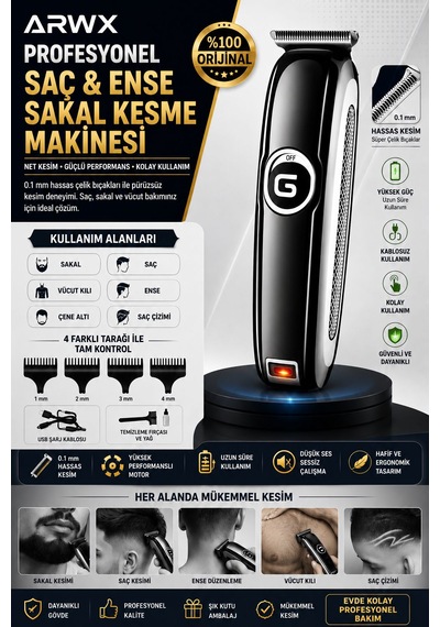Lazer Öncesi Sakal Çizim Vücut Ense Bay Ve Bayanlar İçin Yeni Nesil Tıraş Makinesi Bohça 2 Saat