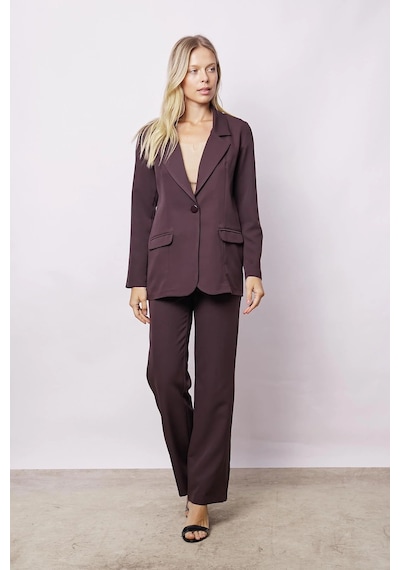Kadın Yakalı Cep Kapaklı Uzun Kol Hafif Likralı Kumaş Oversize Blazer Ceket Pantolonu Jument 40075 -kahve Kahve Kadın Yakalı Cep Kapaklı Uzun Kol Hafif Likralı Kumaş Oversize Blazer Ceket Pantolonu Jument 40075 -kahve Kahve