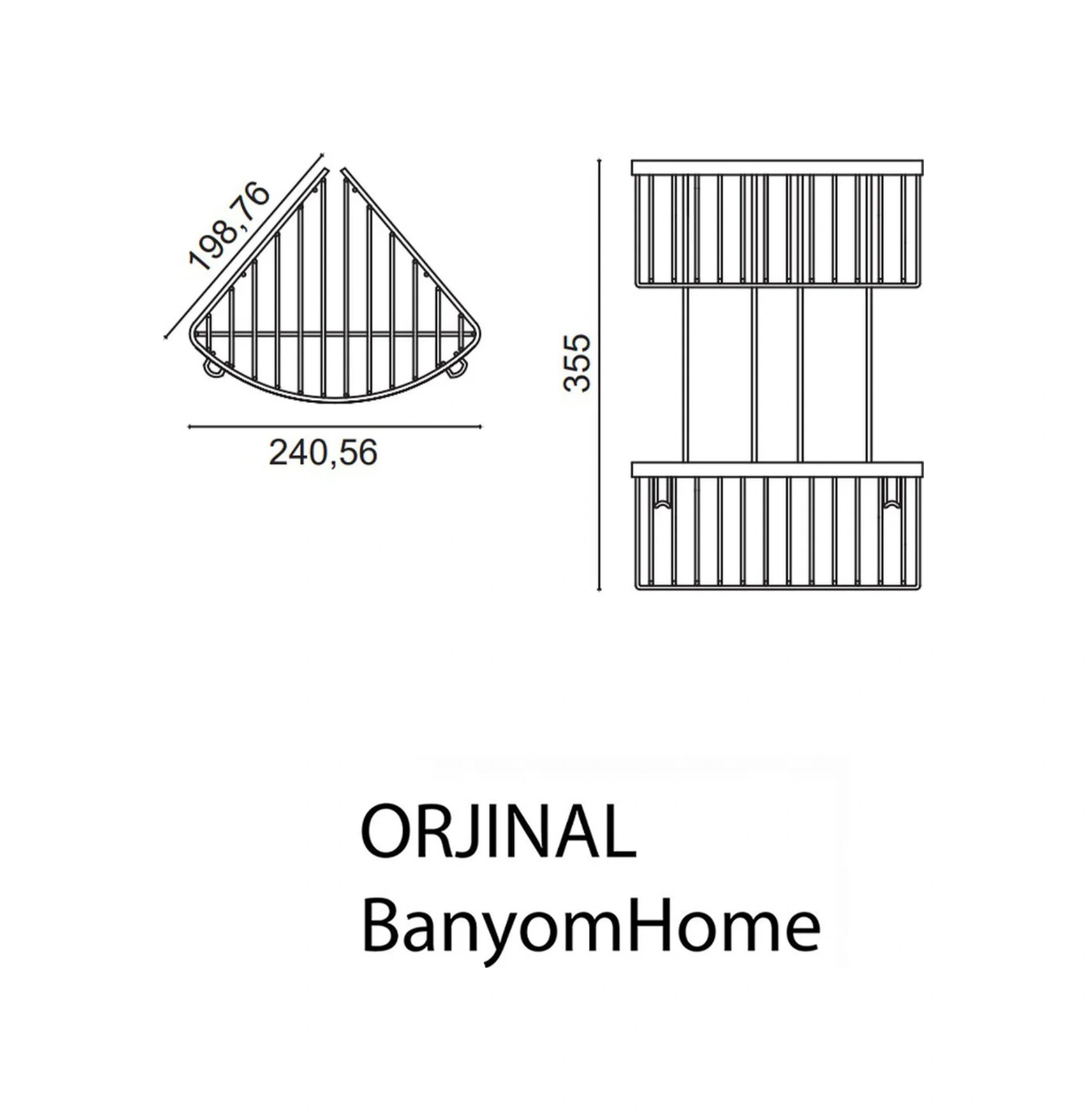 Çelik Banyo Derin Şampuanlık Paslanmaz Pirinç 2'li 19x19 Cm Şampuanlık Köşe Süngerlik Krom