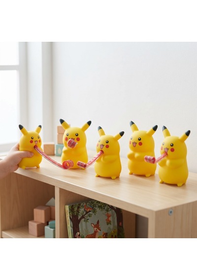 Düdüklü Pikaçu Tasarımlı Squishy - 12'li Paket - Sesli Oyuncak Çok Renkli