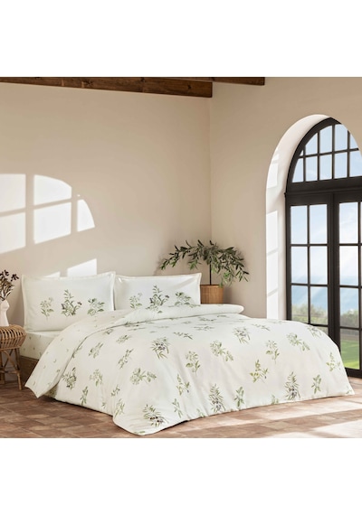 Linens Allday Oliva Pamuk Saten Çift Kişilik Nevresim Takımı Beyaz Beyaz