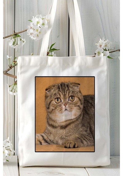 Art Hediye Foldex Kedisi Kedi Baskılı Omuz Çanta Kişiye Özel Model 3 Çok Renkli