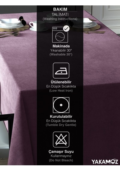 Lavanta Pembesi Kadife Dokulu Masa Örtüsü Dertsiz Velvet Touch Serisi Lavanta Pembesi