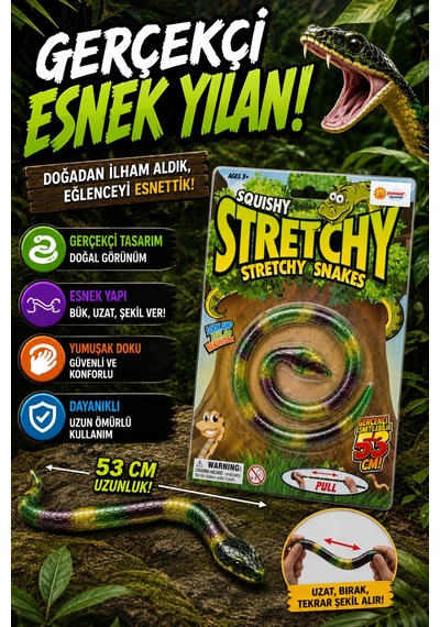 Gerçekçi Esnek Oyuncak Yılan 53 Cm - Uzayan Squishy Stres Oyuncağı