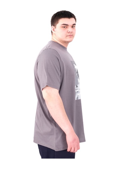 Mode Xl Büyük Beden Erkek T-shirt Bisiklet Yaka Statue U25027 Füme Füme