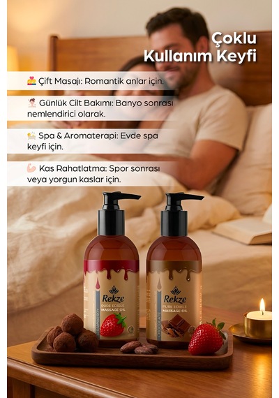 Doğal Çikolata Ve Çilek Aromalı Vücut Masaj Yağları 120 Ml - 297094555