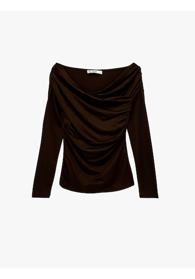 Koton Slim Fit Uzun Kollu Asimetrik Yaka Drapeli Tişört Kahverengi 6wal10695ık Kahve Koton Slim Fit Uzun Kollu Asimetrik Yaka Drapeli Tişört Kahverengi 6wal10695ık Kahve