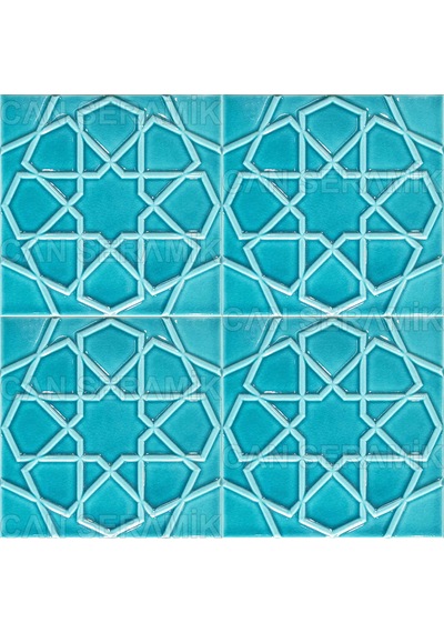 Can Seramik - 20x20 Cm. Kabartmalı Selçuklu Yıldızı Çini Karo N11.131