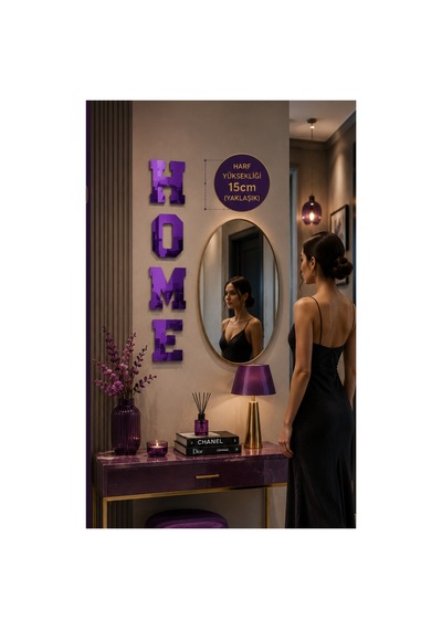Studio Home Dekoratif Duvar Yazısı 1 Mm Kendinden Yapışkanlı Aynalı Pleksi 9 Renk Seçeneği Mor