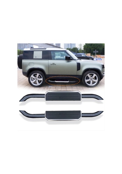 Defender 2020+ İçin Yan Basamak - 90 Lık Siyah-silver