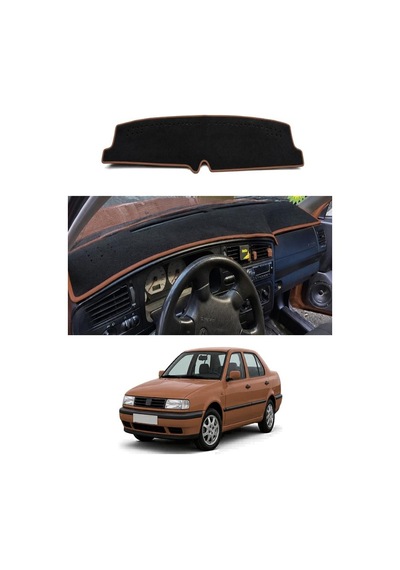 Volkswagen - Vento 1992-1998 Uyumlu Torpido Koruma Kılıfı - Kahverengi Şeritli