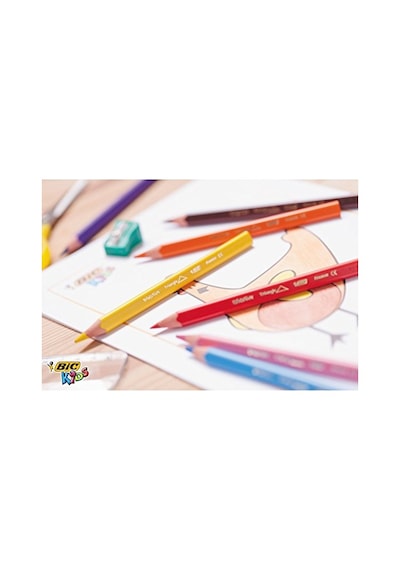 Bıc Kids Evolution Üçgen Jumbo Boya Kalemi 13'lü Metal Tüp, Üçgen Tasarım, Kıymık Oluşturmaz, Çiğnemeye Karşı Dayanıklı 124-Pembe