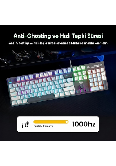 Aula S500 Blue Switch Rgb Makrolu Kablolu Gaming Mekanik Oyuncu Klavyesi Mavi