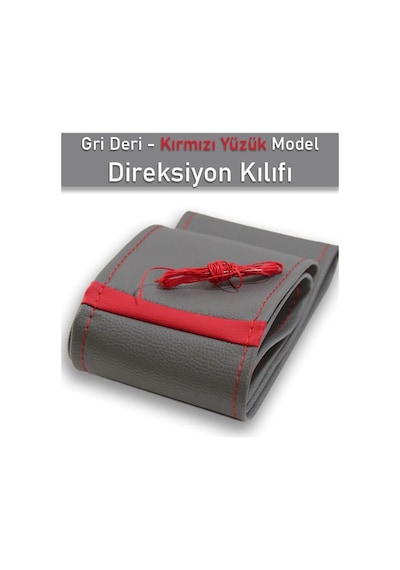 Honda İle Uyumlu Jazz Gri İçin Süper Deri Kırmızı Yüzüklü Dikişli Direksiyon Kılıfı Diğer