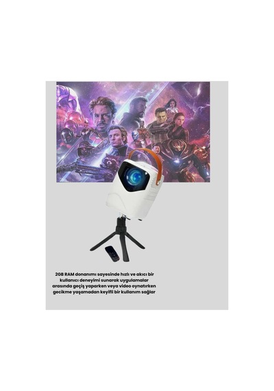Astraltech Taşınabilir Akıllı 1080p Projektör 64gb Hafıza, 2gb Ram, Full Hd Görüntü, Kumandalı Yen