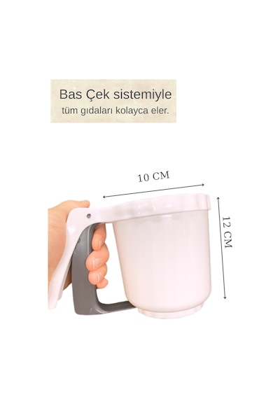 Plastik Bas Çek Un Eleği , Pudra Şeker Serpici , Elek Beyaz Diğer