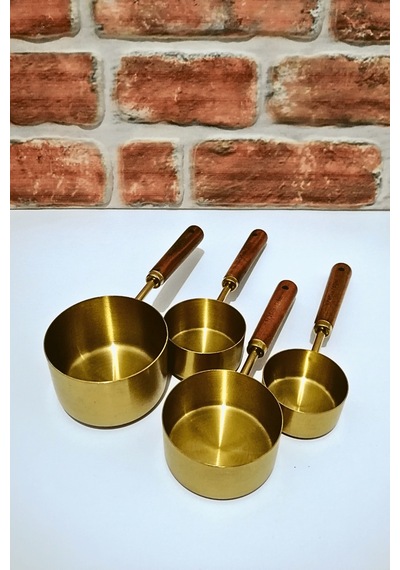 Paslanmaz Çelik 4 Lü Büyük Boy Ölçü Kaşığı-katı Sıvı Ölçü Kaşığı-gold Altın