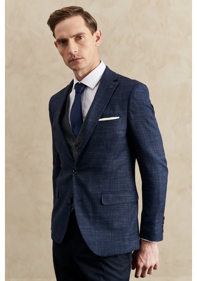 AC&Co / Altınyıldız Classics Erkek Lacivert Slim Fit Dar Kesim Mono Yaka Desenli Yelekli Takım Elbise 4A3123100002LAC546N Lacivert AC&Co / Altınyıldız Classics Erkek Lacivert Slim Fit Dar Kesim Mono Yaka Desenli Yelekli Takım Elbise 4A3123100002LAC546N Lacivert