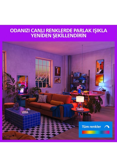 Philips Smart Lighting Led Ampul A60 E27 60w Eşdeğer Rgb 2'li Paket - Google Home, Alexa, Homekit Ve Matter Uyumlu Çok Renkli