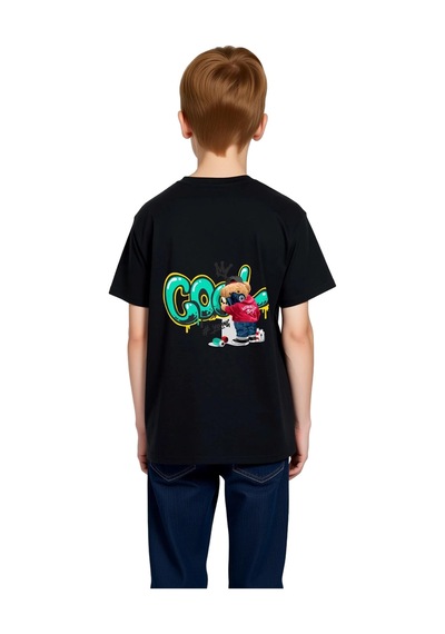 Paybuy Cool Young Graffiti Sanatı Baskılı Çocuk Tişört Siyah