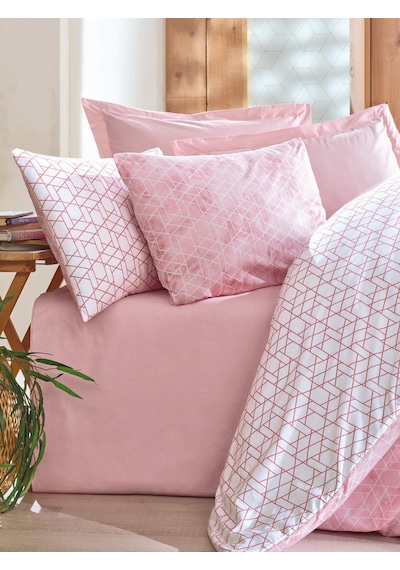 Cotton Box Minimal Çift Kişilik Lastikli Çarşaflı Nevresim Takımı Best Pembe