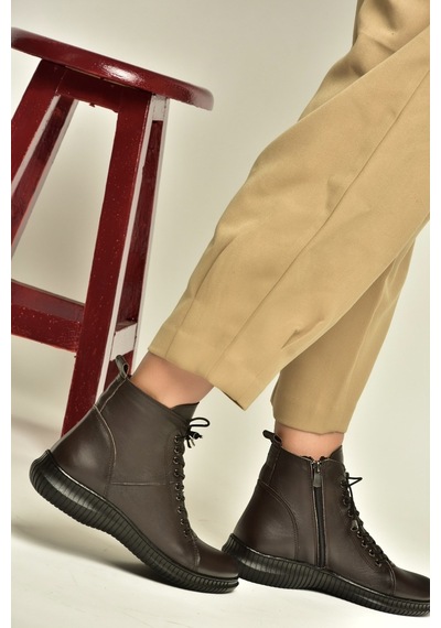 Fox Shoes Z999100903 Kahverengi Hakiki Deri Rahat Kalıp Kadın Bot