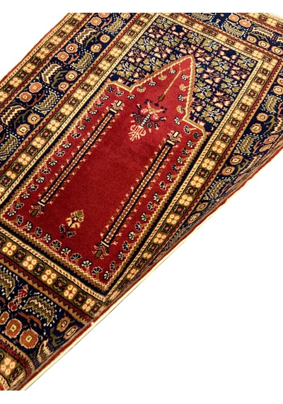 El Dokuma Sıfır Bünyan Halısı Seccade 90x135 Kiremit Yün Namazlık