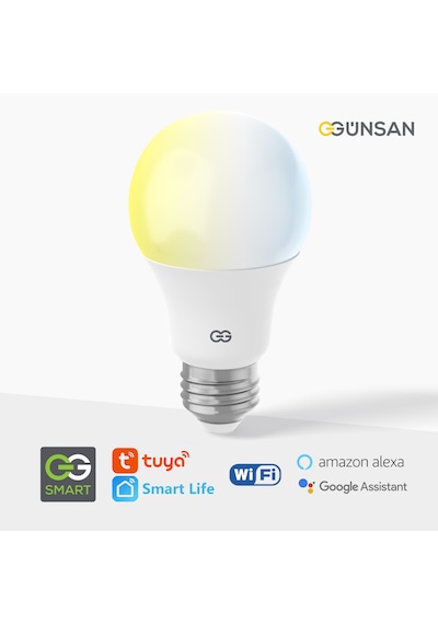 Günsan Akıllı Wifi Led Ampul Beyaz Işık Tuya Ve Smart Life Uygulama Destekli 9w 2700k-6500k Ayarlanabilir Beyaz Işık