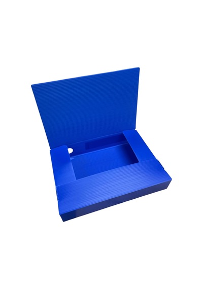 Tr Arşiv Klasörü 24x5x32cm A4 İçin Oluklu Plastik Mavi Lastikli Sırt Etiketli Metal Parmak Halkalı Arşiv Kutusu 3