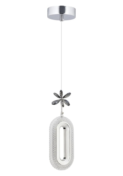 Led Alfa Tekli Gümüş 3 Renk Ledli Kristal Taşlı Modern Led Avize Krom