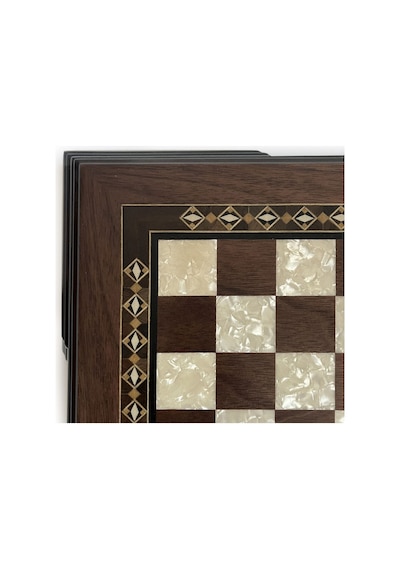 Flat Ayaklı Ahşap Satranç Tablası Küçük Ceviz 35x35cm