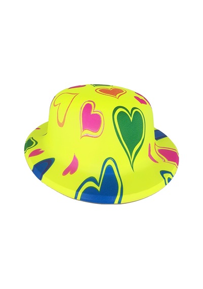 Plastik Neon Desenli Uv Işık Parti Şapkası Sarı 1 Adet
