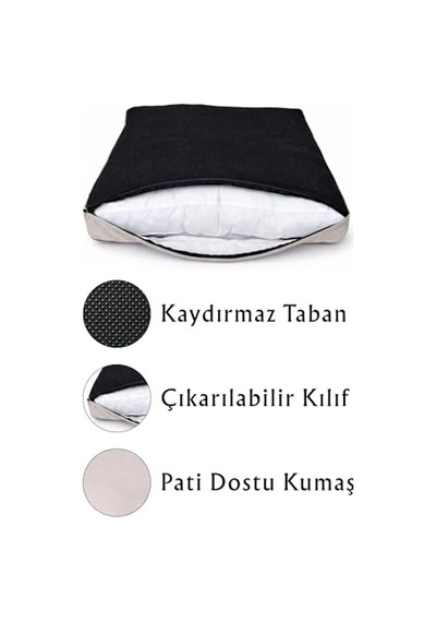 Silky Paw, Çıkarılabilir Kılıf, Kolay Temizlenebilen, Konforlu, Kaydırmaz Tabanlı, Kedi-köpek Yatağı Krem, Medium