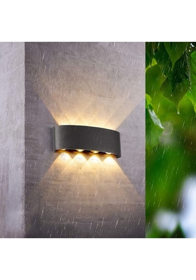 12 Watt Gün Işığı Dekoratif Işık Süzmeli Led Aplik, Modern Led Armatür, İç Ve Dış Mekan Modern Aplik Siyah