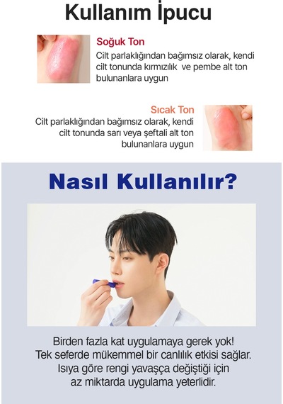 Renk Değiştiren, Hyalüronik Asitli Nemlendirici Balm Dashu Mens Color Change Lip Balm Cool Red