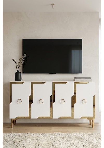 Ka1233dbg Seza Konsol Ve Tv Sehpası Safirmeşe-beyaz-gold 120cm