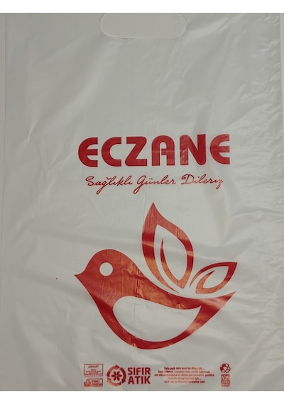 Eczane Hışır Elgeçme Baskılı Beyaz Çanta 20 X 36 Cm
