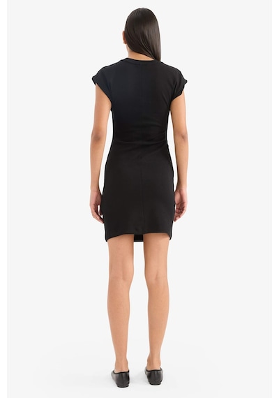 Defacto Bodycon Vücudu Saran Basıc Ribana Mini Elbise C4513AX24SP Siyah