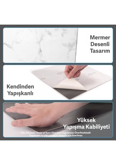 Technosmart 4adet 30cm 30cm Kendinden Yapışkanlı Lvt Zemin Ve Duvar Kaplama Mutfak Banyo Karo Stickr
